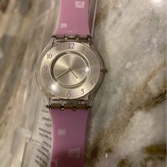 Swatch Watch Marble Time Pink Slim Skin Classic SKF315 Vintage 2002 Works well! - Picture 13 of 14